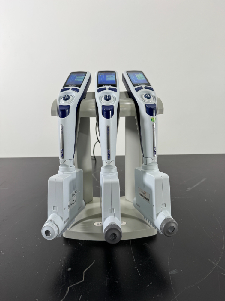 Image of Rainin E4 XLS Digital Multichannel Pipettes w/ Rapid Charge Stand - Quantity 3